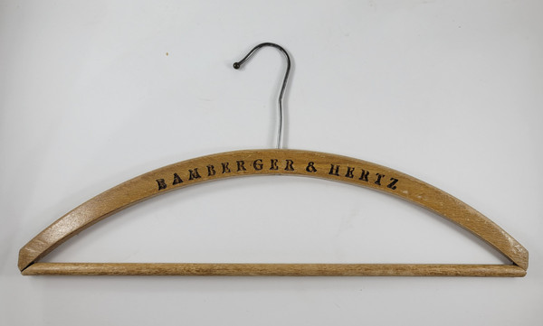 WWII Era German Wooden Clothes Hanger - Bamberger & Hertz