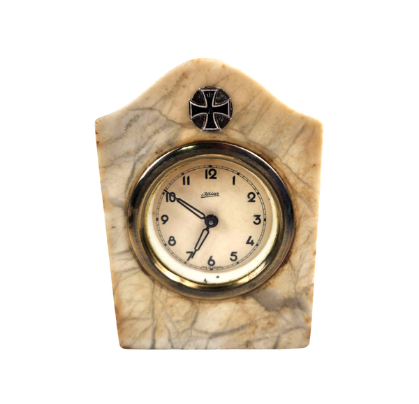 Pre-War Marble Desk Clock w/ Imperial Iron Cross