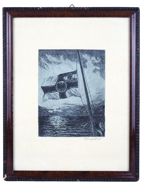 1926 Dated Original Patriotic Naval Drawing