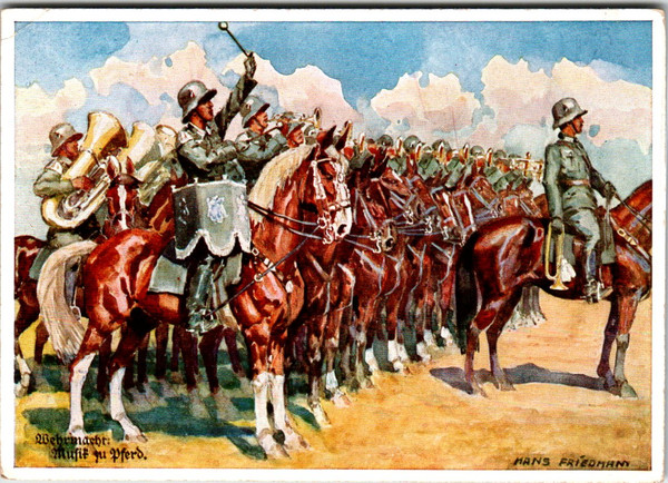 Wehrmacht Postcard - Music on Horseback