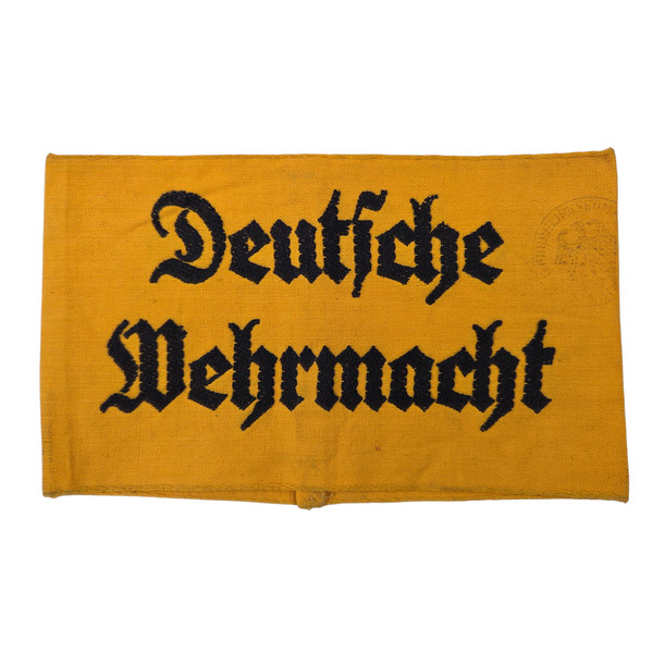 Embroidered Yellow Deutsche Wehrmacht Armband (Stamped)