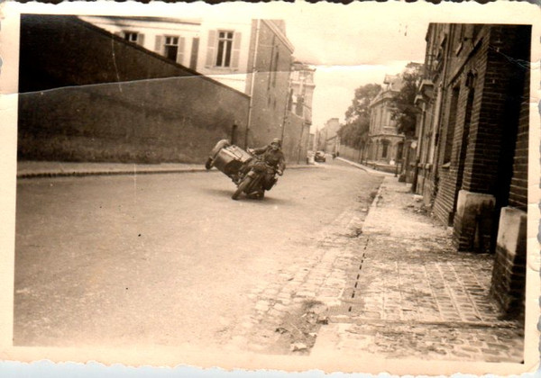 Original Photograph of a German Sidecar Motorcycle