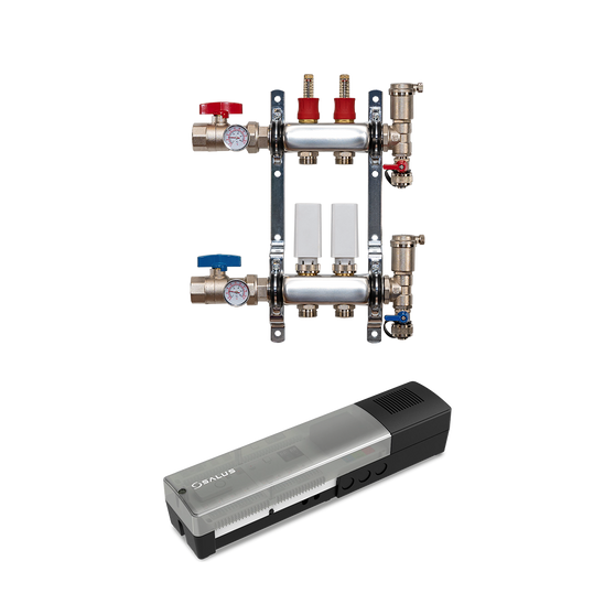 AI Radiant: 2-Branch Stainless Steel Manifold with Auto-Balancing Actuators and Pump Relay Controller