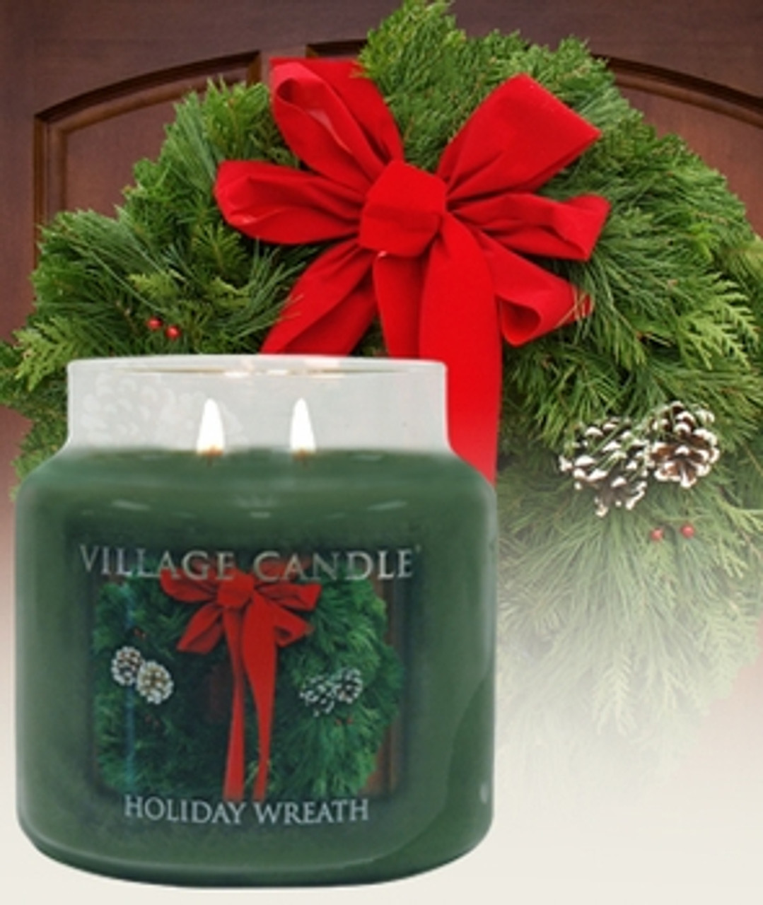 Holiday Wreath 26 oz. Premium Round - Candles To My Door