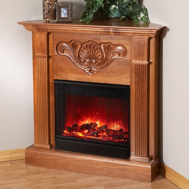 Michelle Corner Electric-Oak-Fireplace by Real Flame Candles To