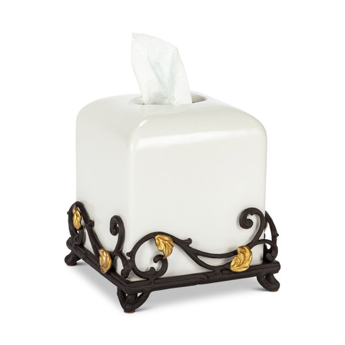 Gold Leaf Tissue Holder with Base - GG Collection