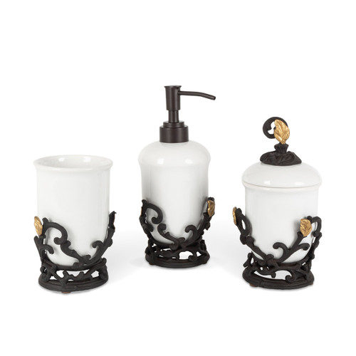 Gold Leaf 3-Piece Vanity Set with Bases - GG Collection