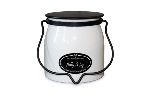 Holly & Ivy 16 Oz. Butter Jar by Milkhouse Candle Creamery