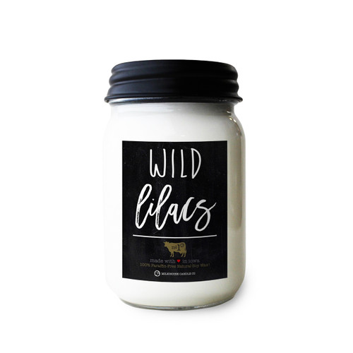 13 Oz. Wild Lilacs Farmhouse Mason Jar by Milkhouse Candle Creamery