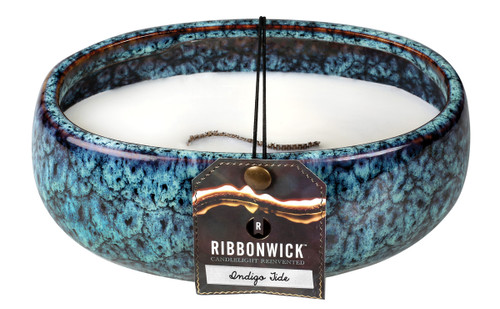 ~Indigo Tide Large Oval RibbonWick Candle