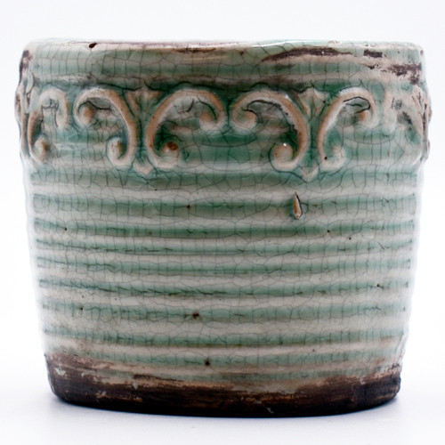 Barrel-Aged Maple Vintage Round Pot Swan Creek Candle (Color: Teal)