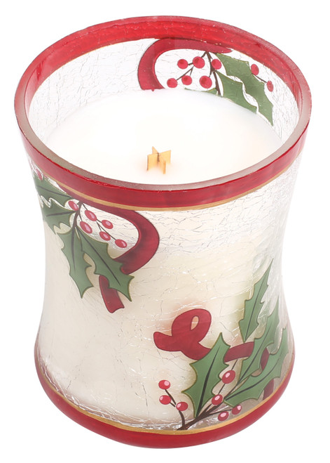 WoodWick *Cinnamon Cheer Medium Decal Crackle Glass