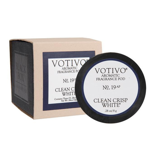 Clean Crisp White Black Box Diffuser Fragrance Pods - 3 Pack - Votivo Candle