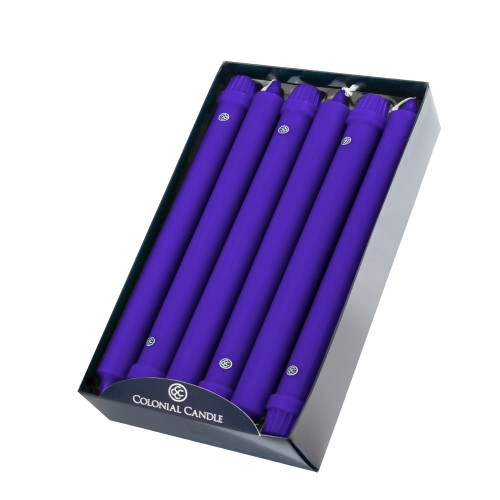 Cobalt 10" Unscented Classic Taper 12-Pack Colonial Candle
