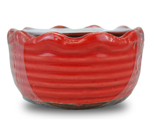 Crisp Cotton Swan Creek Ribbed Ruffled Bowl Candle (Color: Red)