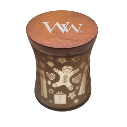 WoodWick Medium Dancing Glass Jolly Gingerbread with Lid