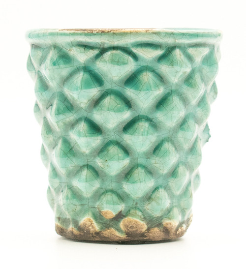 CLOSEOUT-Olive Verbena English Garden Hobnail Pot Swan Creek Candle (Color: Turquoise)