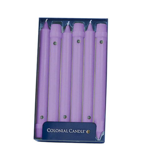 Periwinkle 10" Unscented Classic Taper 12-Pack Colonial Candle