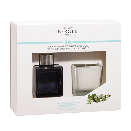 Eucalyptus Duo Gift Set:  Mini Reed Diffuser 80 ml (2.71 oz.) and Mini Candle 80g Maison Berger by L