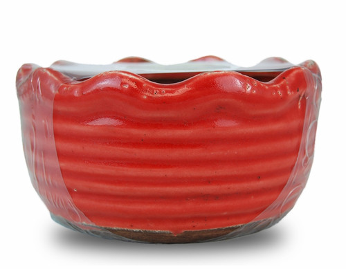 Pomegranate & Blood Orange Swan Creek Ribbed Ruffled Bowl Candle (Color: Red)