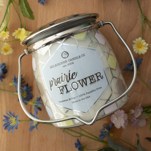 CLOSEOUT-Prairie Flower Ltd Edition 16 oz. Wrapped Butter Jar Candle by Milkhouse Candle Creamery