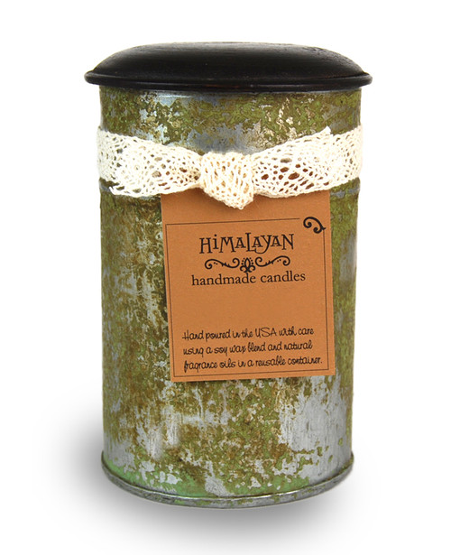 Tobacco Bark 15 oz. Large Green Spice Tin Candle by Himalayan Candles