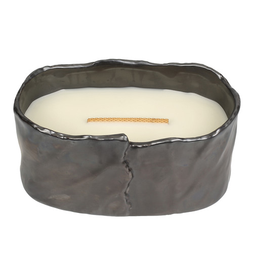 WoodWick Vanilla Bean Brownstone Medium Oval with HearthWick Flame