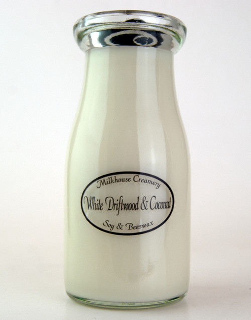 White Driftwood & Coconut 8 oz. Milkbottle Candle by Milkhouse Candle Creamery
