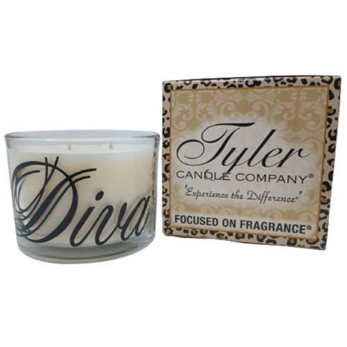 Diva 16 oz. Limited Edition Clear & Glamorous Black Stature  Tyler Candle