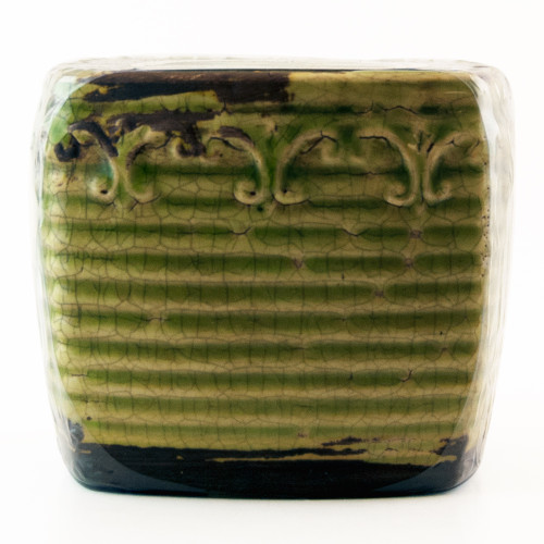 Pumpkin Vanilla Swan Creek Square Vintage Pot (Color: Green)