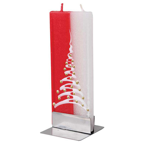 Christmas Tree Red and White Decorative Flat Candle by Flatyz Candles