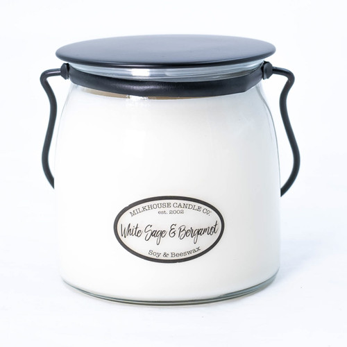 White Sage & Bergamot 16 oz. Butter Jar by Milkhouse Candle Creamery