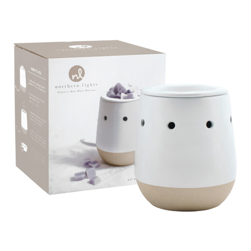 Matte White & Natural Ceramic Electric Wax Melt Warmer by Northern Lights