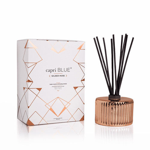 Dark Vanilla and Sandalwood 7.75 oz. Gilded Reed Diffuser by Capri Blue