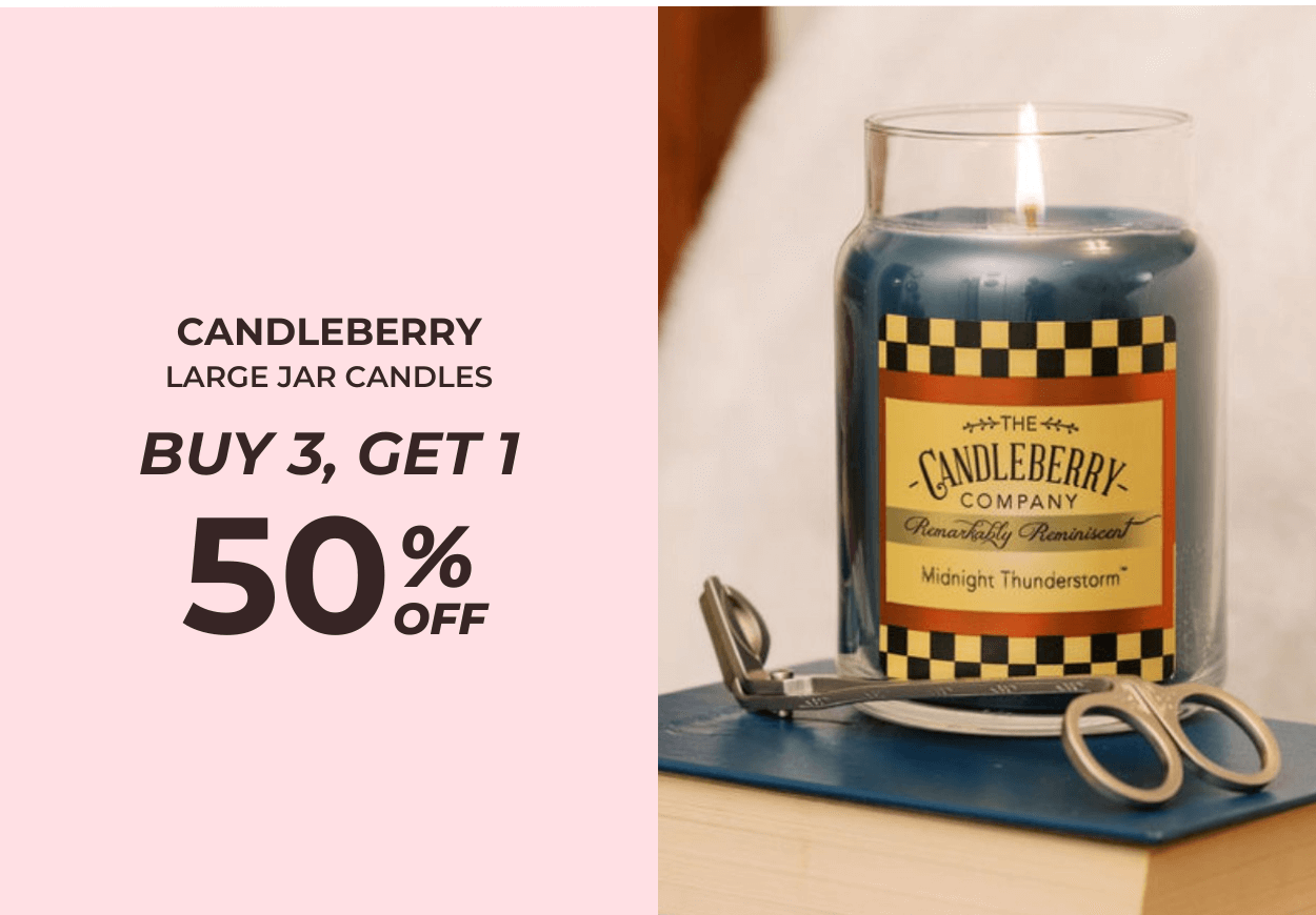 Candleberry Large Jar Candles - Buy 3, Get 1 50% OFF