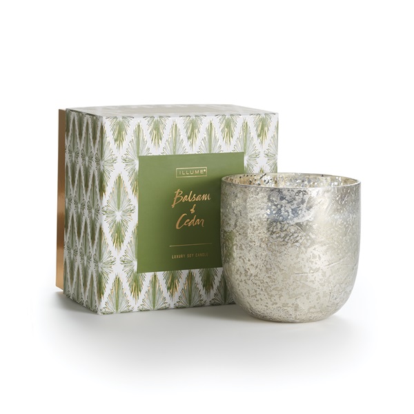 Balsam & Cedar Luxe Sanded Mercury Glass Illume Candle