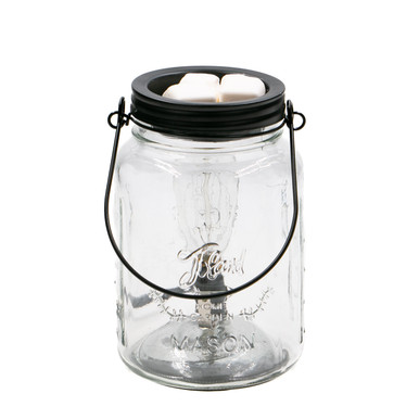 Lampada Profumata Elettrica Candle Warmers Mason Jar Con Lampadina Edison - Vetro E Metallo 16cm