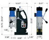 Magnetic Drill, Reversible, Up to 4" dia. hole capacity, 40-110, 65-175, 140-360 & 220-600 RPM, 16 Amp, Wt: 55 lbs. MAB 825