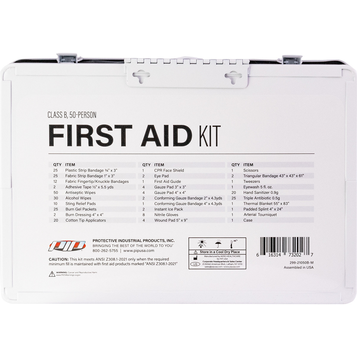 PIP ANSI Class B Metal First Aid Kit - 50 Person, KIT, White 299-21050B ...