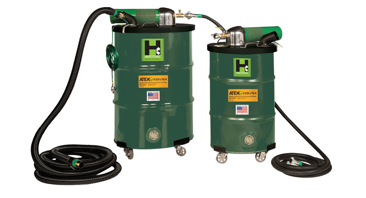 55 Gallon Anti-Static Explosion-Proof Pneumatic Vacuum 48CFM ATEX, 1.5 x  25' Hose HV-55-1560EX - First Industrial Supplies