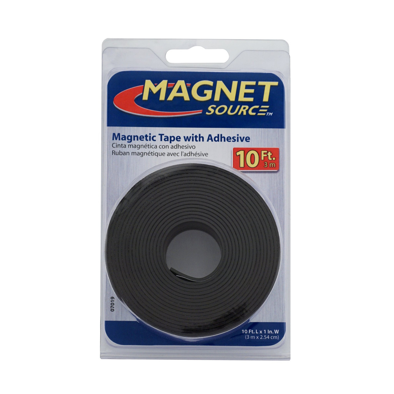 Flexible Magnetic Strip with Adhesive - 120'' L x 1'' W x 0.06