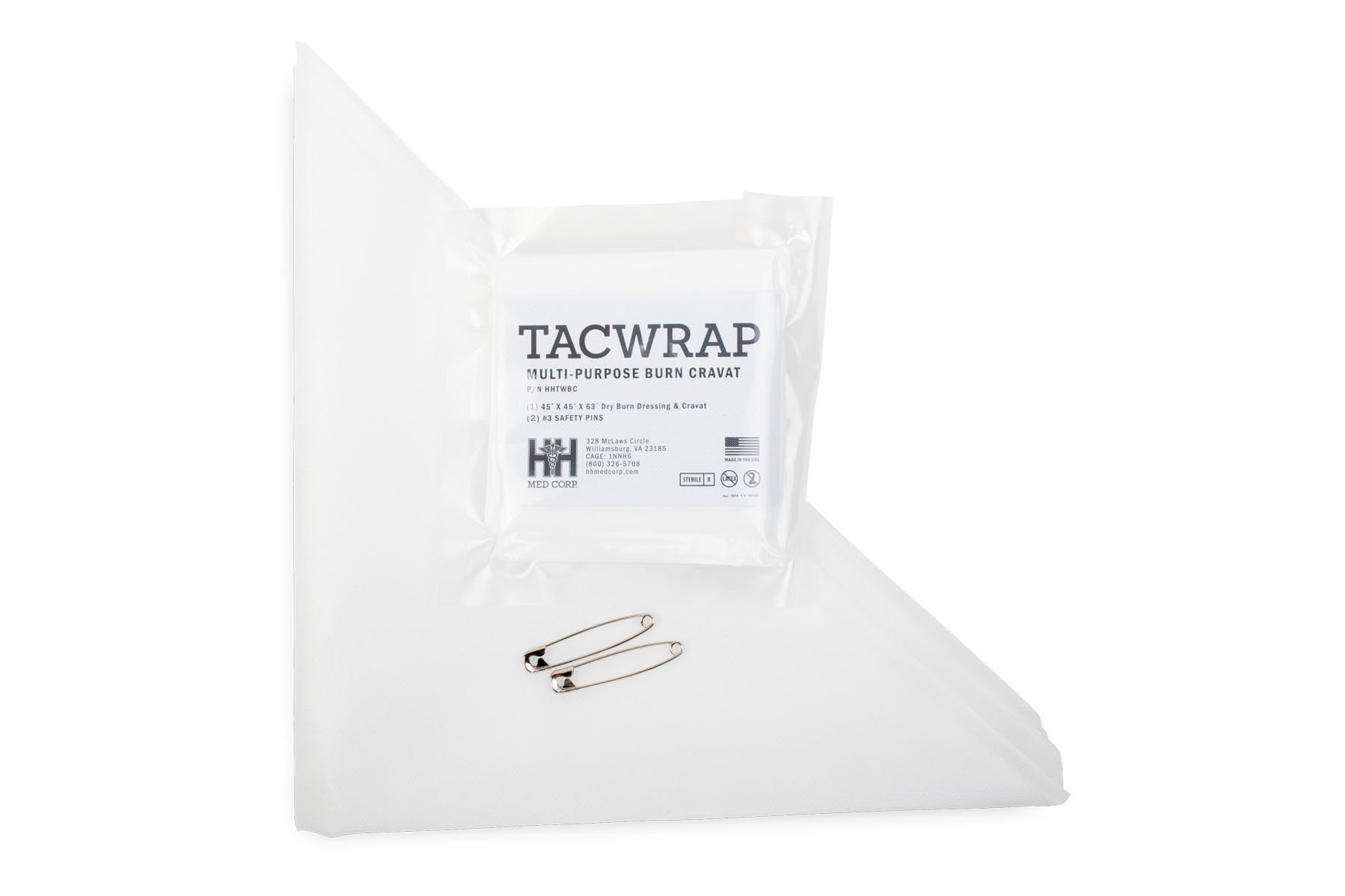 TACWrap, Multipurpose Dry Burn Dressing/Cravat (sterile) 45" x 45" x