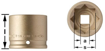 Socket, Impact 1D 1-13/16" 8 point - Non-Sparking, Non-Magnetic