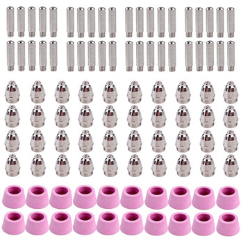 CUT5060-100, 100-Pcs Plasma Cutter Consumables Nozzles, Electrodes and Cups for AMICO CUT-50 APC-50 & CTS-200