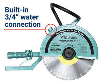 Hand-Held Saw, 14" blade cap., 3,200 RPM, 92 cfm @ 100 psi, Wt: 26 lbs., includes a 3/4" ID water connection and a whip hose with coupling. CSH 135