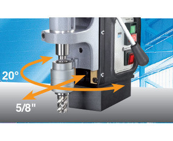 Magnetic Drill, Reversible, Up to 2-1/2" dia. hole capacity, 70-280 & 180-580 RPM, 14.5 Amp, Wt: 35 lbs. MAB 525