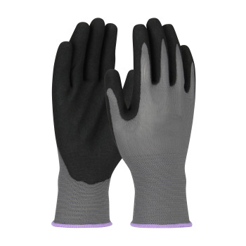 PIP Seamless Knit Polyester Glove with Nitrile Coated MicroSurface Grip on Palm & Fingers, M, Gray