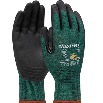 MaxiFlex Cut Seamless Knit Engineered Yarn Glove with Premium Nitrile Coated MicroFoam Grip on Palm & Fingers - Touchscreen Compatible, 2XL, Green