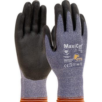 MaxiCut Ultra Seamless Knit Engineered Yarn Glove with Premium Nitrile Coated MicroFoam Grip on Palm & Fingers - Touchscreen Compatible, XXS, Blue