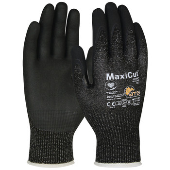 MaxiCut Ultra Seamless Knit Engineered Yarn Glove with Nitrile Coated MicroFoam Grip on Palm & Fingers, S, Gray